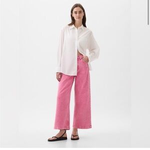 GAP Pink High Rise Wide-Leg Jeans